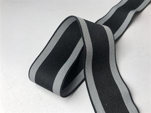 Luksus elastik - sort med striber, 34 mm